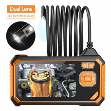Inskam113  2 Dual  lens 5M Borescope HD 1080P Hard Wire 4 3  inch Large Screen   IP67 Waterproof for Car Sewer Air Conditioner Mechanical Maintenance