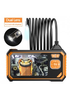 Inskam113  2 Dual  lens 5M Borescope HD 1080P Hard Wire 4 3  inch Large Screen   IP67 Waterproof for Car Sewer Air Conditioner Mechanical Maintenance