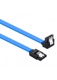 26AWG SATA III 7 Pin Female Straight to 7 Pin Female Elbow Data Cable Extension Cable for HDD   SSD  Total Length  about 50cm  Blue